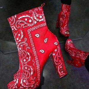 RED BANDANNA PRINT BOOTS